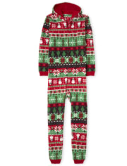 Adult Matching Family Christmas Fairisle Fleece One Piece Pajamas