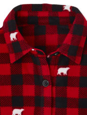 Womens Matching Family Bear Buffalo Plaid Fleece Nightgown