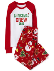 Pijama de algodón y vellón unisex para niños a juego con la familia Christmas Crew Snug Fit