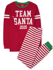 Unisex Adult Matching Family Christmas Long Sleeve Team Santa Cotton Pajamas