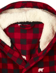 Adult Matching Family Bear Buffalo Plaid Fleece Robe