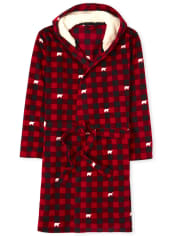 Adult Matching Family Bear Buffalo Plaid Fleece Robe