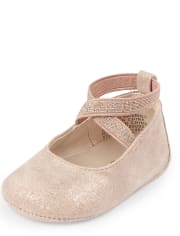 Baby Girls Rose Gold Wrap Ballet Flats | The Children's Place - ROSE GOLD