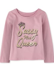 Camiseta con estampado de reina brillante para bebés y niñas pequeñas