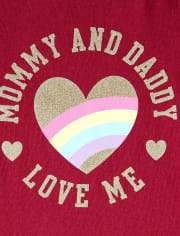 Baby And Toddler Girls Glitter Mommy And Daddy Graphic Tee