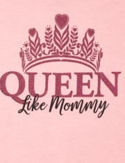 Camiseta estampada con purpurina Queen Like Mommy para bebés y niñas pequeñas