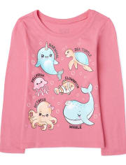 Baby And Toddler Girls Sea Animals Graphic Tee