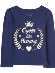 Camiseta estampada Queen Like Mommy para niñas pequeñas