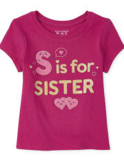 Camiseta con estampado de hermanas para bebés y niñas pequeñas