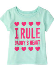 Camiseta estampada con corazón de papá para bebés y niñas pequeñas