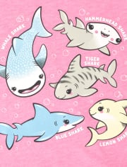 Baby And Toddler Girls Veggie Shark Graphic Tee 2-Pack