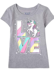 Baby And Toddler Girls Love Unicorn Graphic Tee