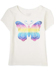 Baby And Toddler Girls Rainbow Butterfly Graphic Tee