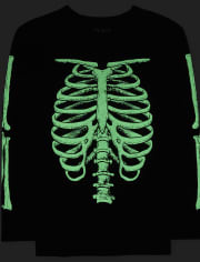 Camiseta gráfica a juego con esqueleto resplandeciente de Halloween para niños Papá y yo