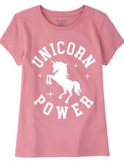 Girls Glitter Unicorn Power Graphic Tee