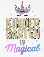 Camiseta con gráfico de unicornio de jardín de infantes con purpurina para niñas