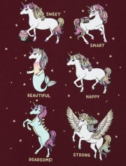 Camiseta con gráfico de unicornio brillante para niñas