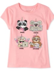 Camiseta con estampado de pandacorn brillante para niñas