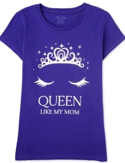 Girls Queen Like Mom Graphic Tee