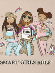Girls Glitter Smart Girls Rule Graphic Tee
