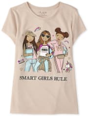 Girls Glitter Smart Girls Rule Graphic Tee