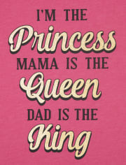 Girls Glitter Princess Mom Dad Graphic Tee