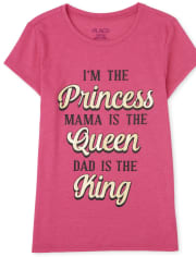 Girls Glitter Princess Mom Dad Graphic Tee