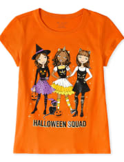 Camiseta con estampado de escuadrón de Halloween para niña