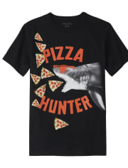 Camiseta con estampado de tiburón y pizza para niños
