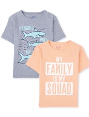 Baby And Toddler Boys Family Graphic Tee 2-Pack