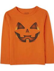 Camiseta con gráfico de calabaza de Halloween para bebés y niños pequeños