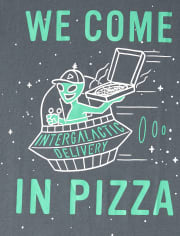 Boys Glow Pizza Alien Graphic Tee