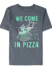 Boys Glow Pizza Alien Graphic Tee