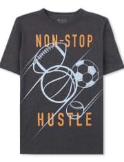 Boys Short Sleeve 'Non Stop Hustle' Sports Graphic Tee