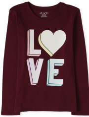 Camiseta con estampado de amor para niñas