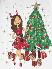 Girls Christmas Glitter Girl Graphic Tee