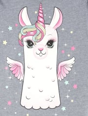 Girls Glitter Llamacorn Graphic Tee