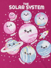 Camiseta con estampado de planetas brillantes para niñas