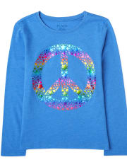 T-shirt graphique Rainbow Peace pour filles