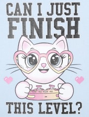 Girls Video Game Cat Graphic Tee