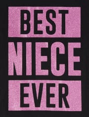 Girls Glitter Best Niece Graphic Tee