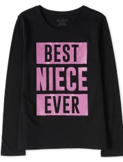 Girls Glitter Best Niece Graphic Tee