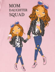 Camiseta con estampado de escuadrón de mamá e hija para niñas
