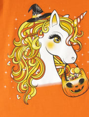 Girls Halloween Unicorn Graphic Tee