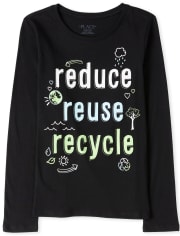Camiseta con gráfico de reciclaje para niñas