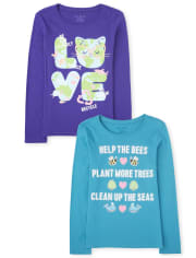 Paquete de 2 camisetas con estampado de Earth para niñas