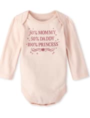 Baby Girls Mommy Daddy Princess Graphic Bodysuit
