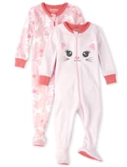 The Childrens Place Girls Baby and Toddler Kangaroo Fleece One Piece Pajamas