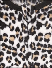 Pijama de una pieza a juego con forro polar de leopardo para bebés y niñas pequeñas, mamá y yo