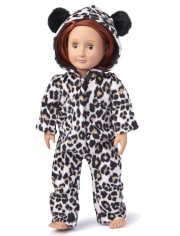 Pijama de una pieza a juego con forro polar de leopardo de Doll Mommy And Me